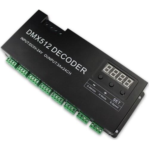 5pcs DMX512 Decoder Controller 24 Channel DMX DC5-24V 3A*24CH Max 72A output Led