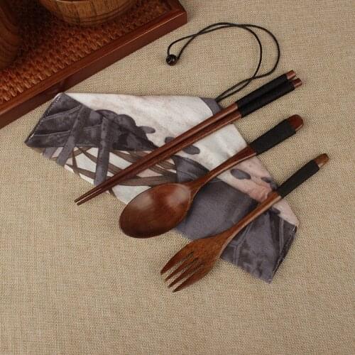 50set 3pcs/set Japanese Style Wood Chopsticks Spoon Fork Set Creative Personalized Wedding Favors Gifts Party Gift lin4215