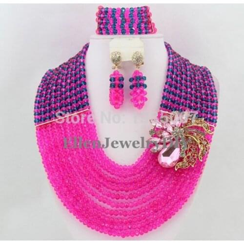 African Wedding Jewelry Set Crystal Jewelry Set African Beads Necklace Set Crystal Beads Necklace Set Free Shipping W6143