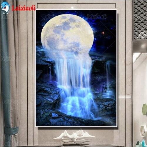 5d Diy diamond paintig moon night waterfall landscape Wall Art diamond mosaic Painting with diamonds embroidery wedding decor