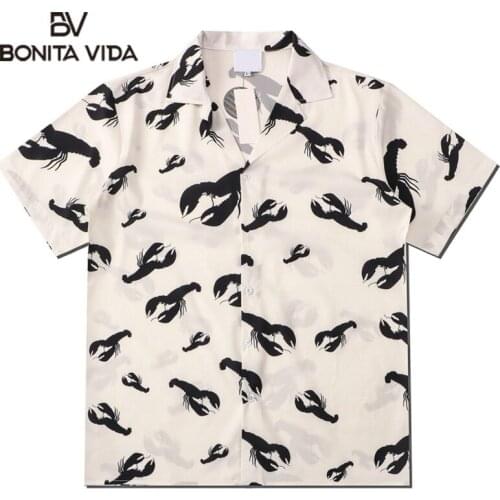 Bonita Vida Scorpion Full Print Hip Hop Holiday Beach Hawaiian Shirts For Man Summer Casual Short Sleeve Shirts Fashon Tops