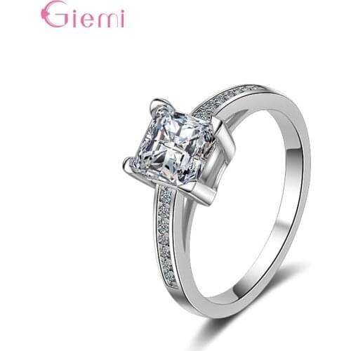 Delicate Trendy Women Ring 925 Sterling Silver AAA Clear Shiny Cubic Zirconia Wedding Engagement Jewelry Gift Party Supplies