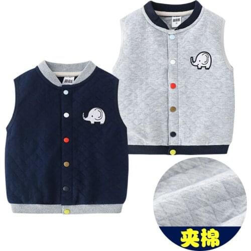 Childrens cotton boys' cotton padded vest autumn and winter outer wear baby warm jacket P4378
