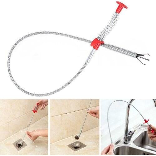 60CM Alloy Bendable Sink Cleaning Hook Sewer Dredging Tool Kitchen Spring Pipe Hair Remover Home Cleaning Tool