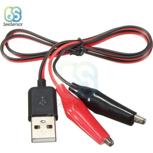 Alligator Test Clips Clamp to USB Male Adapter Cable Connector Power Supply Adapter Wire 60cm