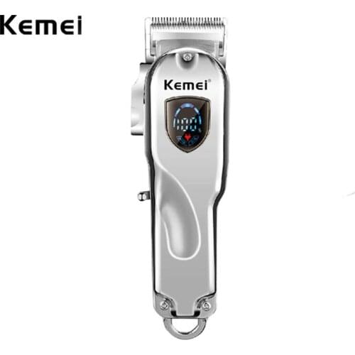 Kemei 2010 All-metal Barber Professional Hair Clipper USB Electric Cordless LCD Hair Trimmer Haircut Machine Mower Carbon Steel