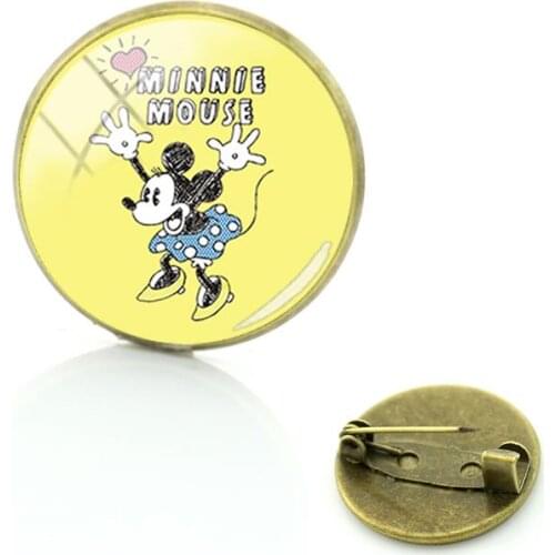 Disney Classic Animated Character Brooch Fantasy Brooch Retro Character Boutique Brooch Animated Round Glass Jewelry
