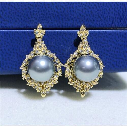 Classical Gold Plated Earrings Mountings Findings Settings Jewelry Parts Fittings Accessories for Pearls Coral Agate Jade Beads