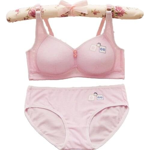 Young Girls Training Bras Sets High School Student Adjusts Small Chest Girl Bra Development Wireless Bras Sets Puberty Clothing