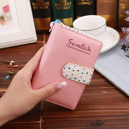 Korean Women Fashion Zipper Wallet New Lady High Capacity Lovely Wave Point Medium Coin Purse Dropshipping Hot Selling