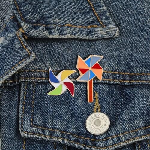 Colorful Windmill Enamel Pins Mini Cute Origami Windmill Brooches Children Badge Pins for Women Men Cartoon Cute Jewelry Gifts