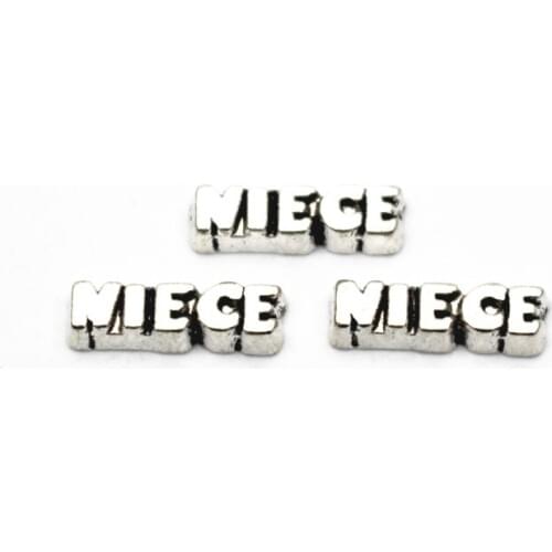 Hot Sale 10pcs/lot Metal Silver Leeter Niece Floating Charms For Living Glass Floating Lockets Pendant Necklace DIY Jewelry