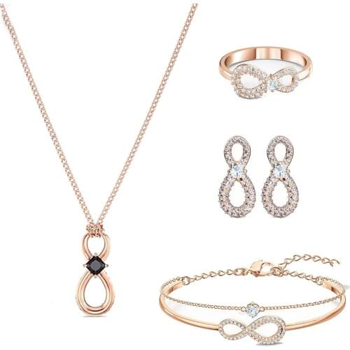 Fashion jewelry high quality SWA. Exquisite and noble gold 8-shape romantic lady Pendant Necklace