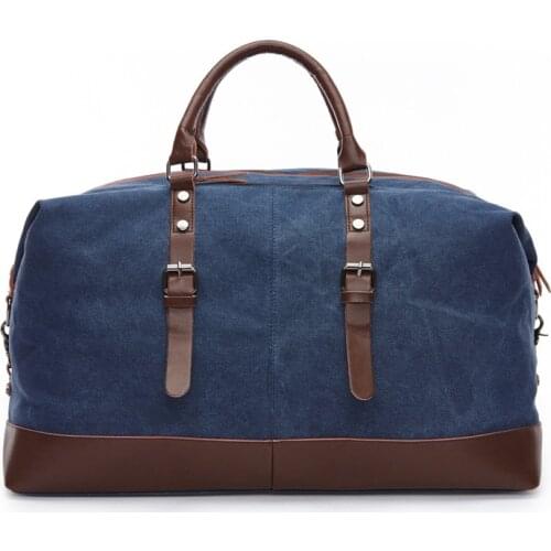 Men Casual Fashion Retro Canvas Travel Bag Luggage Sport Duffle Gym Bag Shoulder Bag Outdoor Large Capacity Leisure Portable