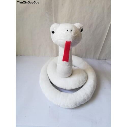Simulation snake lovely white cartoon snake plush toy about 21x20cm soft doll baby toy birthday gift w0228