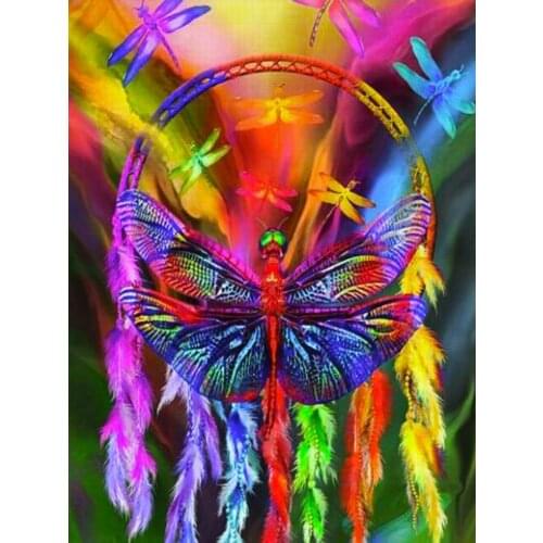 Diamond Painting Kits Full Round With AB Drill Animal Diamond Embroidery Dragonfly 5D Cross Stitch Rhinestones Mosaic Home Decor