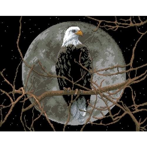 Eagle in Moonlight cross stitch package animal bird 18ct 14ct 11ct black cloth cotton thread embroidery DIY handmade needlework