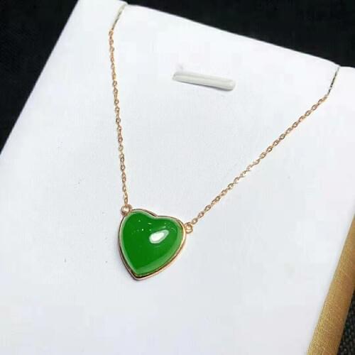 Natural Hotan jade Jasper Pendant female 18K Gold Jasper Pendant Jasper clavicle chain heart shape