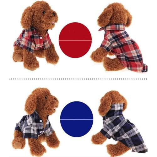 New Spring Pet Fashion Puppy Dog Vests Plaid Stripe Pet T Shirt Cotton Cat Grid Costumes Dog Autumn Clothes Jacket Coats