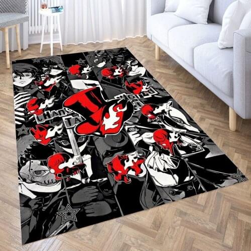 Persona 5 royale black red Carpet Decora Home Bedroom Kitchen Anti-slip Mat Rug Doormat Aisle Floor Mat Bath Mats Doormat