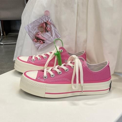 Selling Canvas Shoes For Women Thick Soled Sneakers White Lace Up Casual Woman Vulcanize Shoes New Breathable Zapatillas Mujer