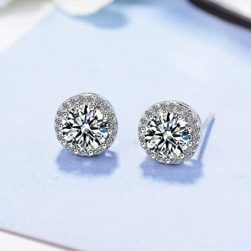 Round Full Diamond Earrings Female Japanese and Korean Version Set Ultra-flash Zircon Elegant Temperament Wholesale Lots Bulk