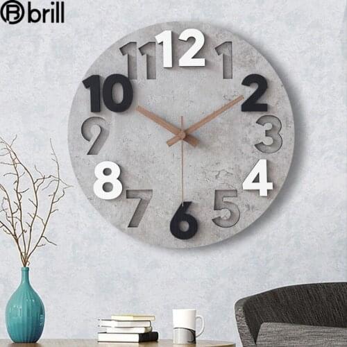 Modern 3d Wall Clock Wood Clock Mechanism Luxury Clocks Wall Home Decor Silent Living Room Decoration Industrial Style Horloge