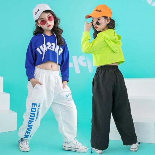 Children Hip Hop Hoodies Clothing Dance Costumes for Girls Boys Jazz Ballroom Dancing Clothes Kids Dancewear Stage Outfits LJ