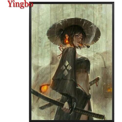 Japanese Art Geisha Swordwork Samurai Diamond Painting Full Square Round Drill 5D Diy Diamond Embroidery Diamond Mosaic Sales