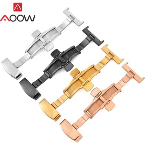 16mm 18mm 20mm Upgrade Butterfly Buckle Push Button 316L Stainless Steel Quality Band Strap Metal Clasp Watch Repair Accessories