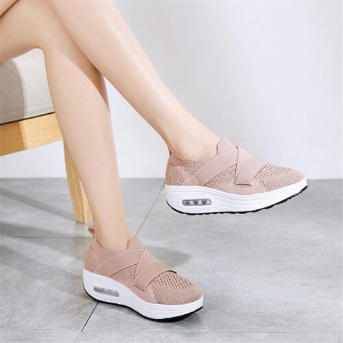 JIANBUDAN New Flat platform sneakers Breathable mesh womens casual shoes Outdoor Sneaker Comfortable female fitness shoes