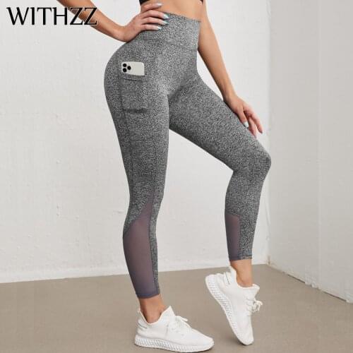 WITHZZ Female Skinny High Waist Running Sports Leisure Fitness Women Pants Hollow Leggings