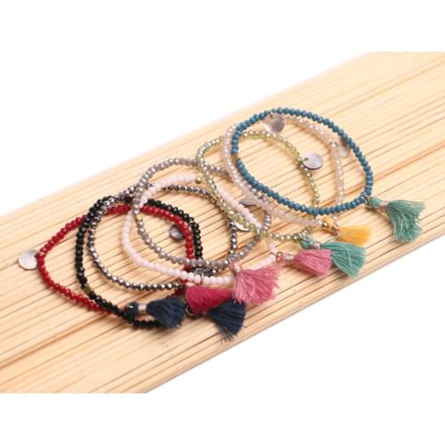 Ladies Bracelet New Fashion Tassel Friendship Girl Bracelet Crystal Bead Bohemian Summer Charming Jewelry Daily Cute Match