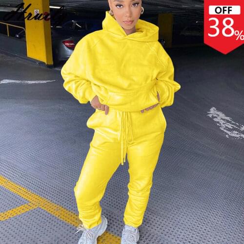 Plus Size 2 Piece Set Women Solid Color Sweatshirt Long Pants Pockets 2 Piece Set Fashion Casual Homewear Autumn Set Women