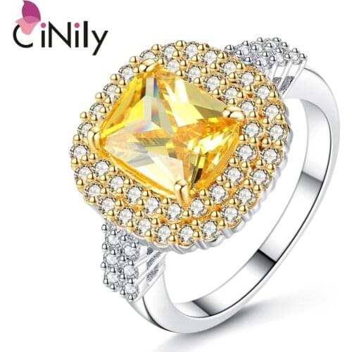 CiNily Created Gold Stone Pink Zircon Cubic Zirconia Silver Plated Wholesale for Women Jewelry Ring Size 5.5-8.5 NJ11082-83