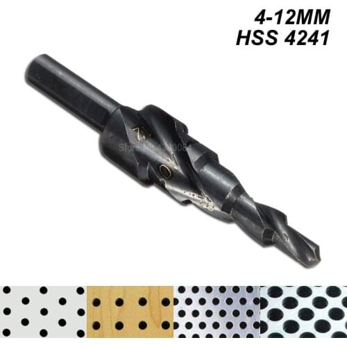 1Pc 4-12MM Nitrided Black Spiral Grooved Step Drill Bits Triangle Shank HSS Cone Hole Cutter Punching Power Tools