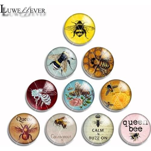 10mm 12mm 14mm 16mm 20mm 25mm 481 Bee Mix Round Glass Cabochon Jewelry Finding 18mm Snap Button Charm Bracelet