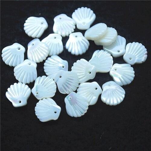 10PCS Nature Saltwater Shell Beads Pendants From Sea Water Size 12X12MM Mother Of Pearl Jewelry Making Free Shipping