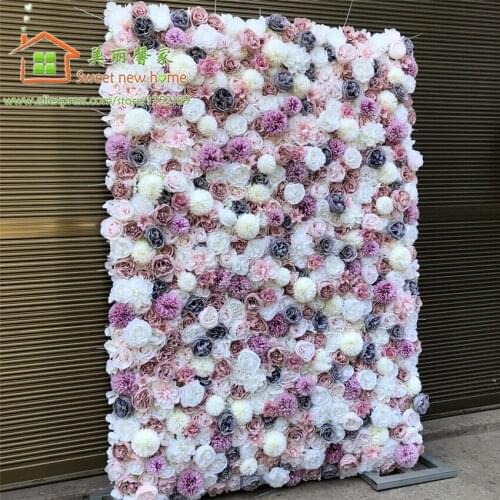 3D Artificial Flower Wall Wedding Background New Dahlia Austin Rose Lawn Pillar Fake Flower Runner Plate Road Lead Home