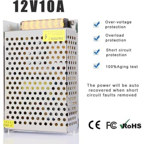 AC100V-240V to DC 12V10A 120w Voltage Transformer Switch Power Supply for CCTV / LED Strip Power Supply Adapter