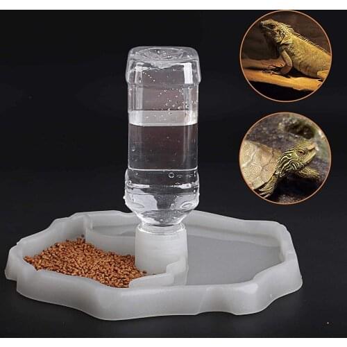 Automatic Reptile Feeder Reptile Food Water Dish Bowl Reptile Water Dish with Bottle Tortoise Turtle Water Dispenser