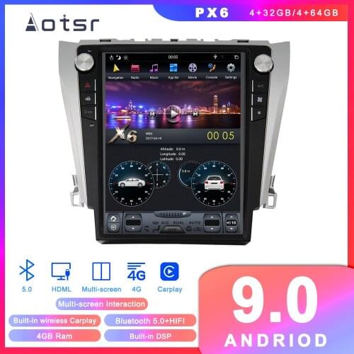Tesla style Android 9.0 car GPS navigation for Toyota Camry 2012-2016 Auto Radio Stereo Head Unit Tape Recorder Vertical Screen