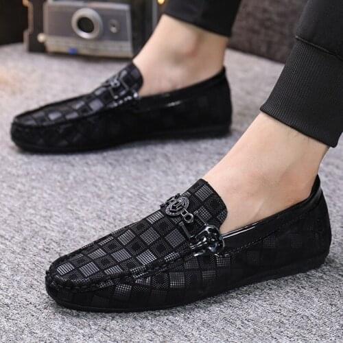 Brand Loafers Men Shoes Summer Fashion Peas Casual Shoes Men Gingham Soft Comfortable Mans Footwear Flats Male Shoes