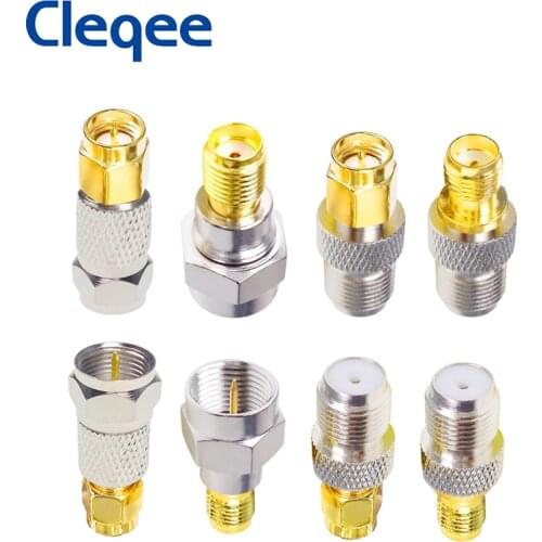 Cleqee 4 Patterns Pure Copper F Type Male Female To SMA Male Female Connector RF Coaxial Coax Adapter Gold plated SMA