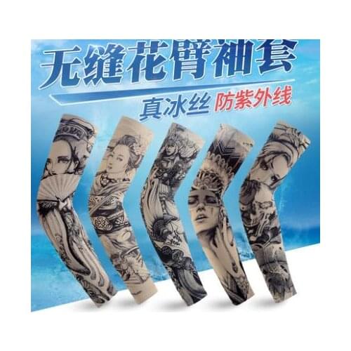 Tattoo Sleeve Flower Arm Seamless Armband Sleeve Child Ice Sleeve Ice Silk Summer Sun Sleeve Mens Arm Set