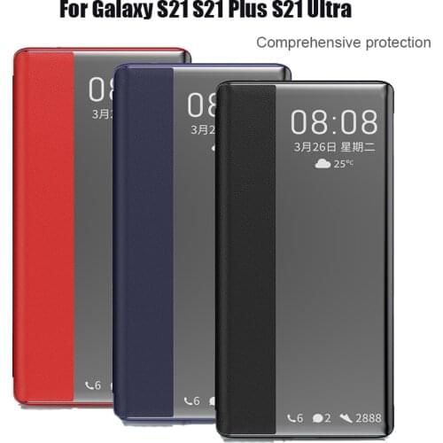 Smart View Flip Case For Samsung Galaxy S21 Ultra Cases Leather Auto Sleep Wake Up Covers Samsung S21 Plus S 21 Fundas Bumper