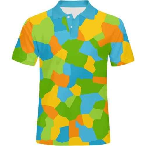 IPFD EU/US Size Rainbow Paint Stitching 3d Print Casual Polo T Shirt Men Colorful Women Fashion Streetwear Harajuku Polo Shirts