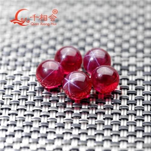 Artificial star sapphire ruby red color sphere shape/ ball shape red color corundum without hole