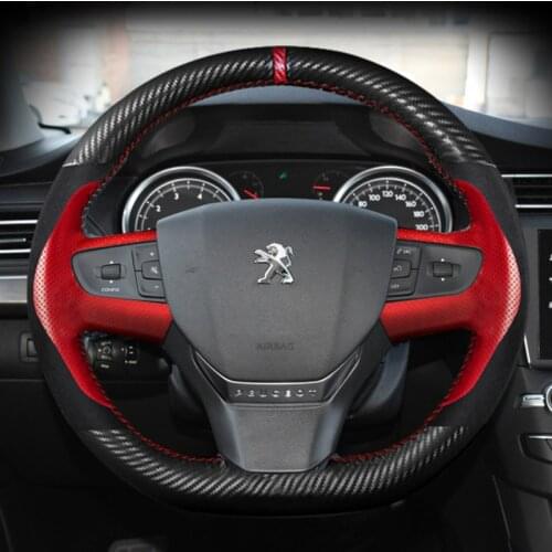 DIY custom black suede leather car interior steering wheel cover For Peugeot 308/307/508/207/206/408/3008 car accessories