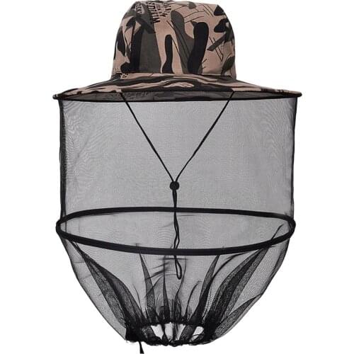 Camouflage Beekeeping Fishing Hat Insects Mosquito Net Prevention Caps Mesh Fishing Cap Mask Outdoor Sunshade Neck Head Cover